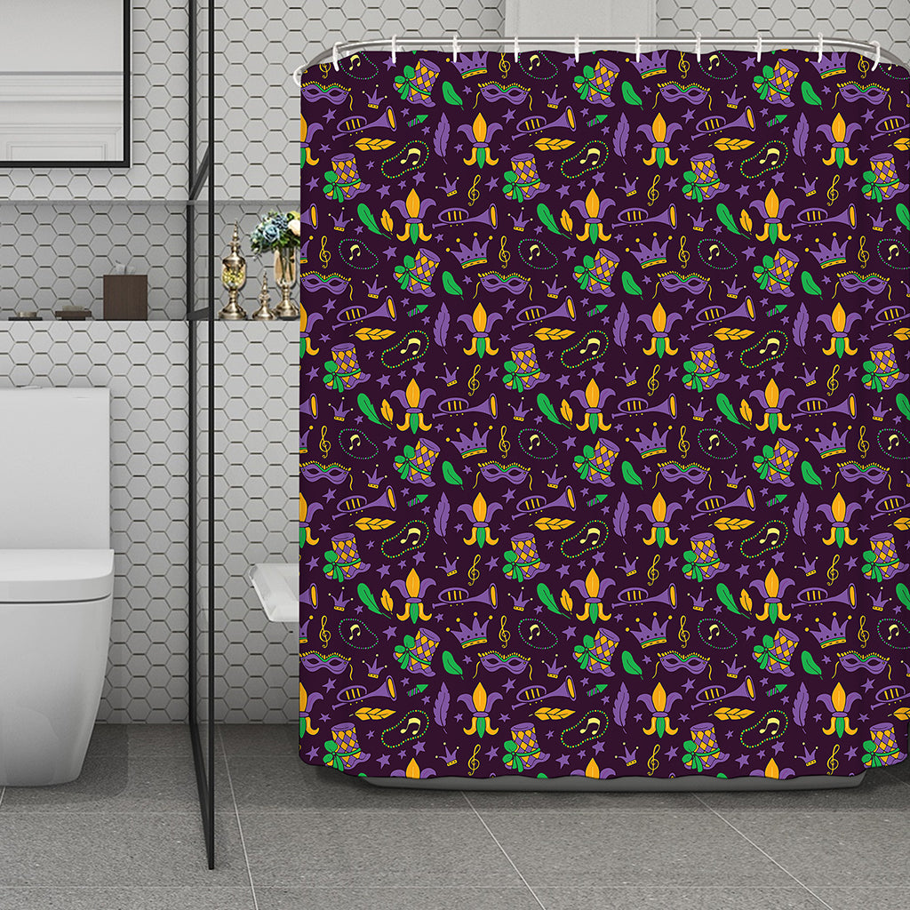 Mardi Gras Party Pattern Print Polyester Shower Curtain