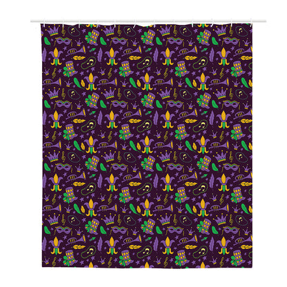 Mardi Gras Party Pattern Print Polyester Shower Curtain
