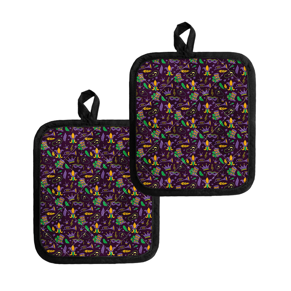 Mardi Gras Party Pattern Print Pot Holders