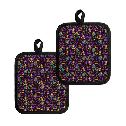 Mardi Gras Party Pattern Print Pot Holders