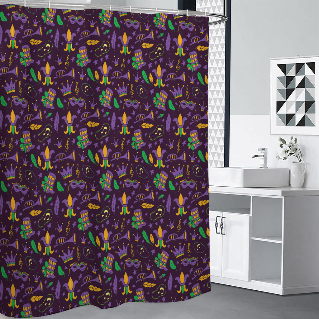 Mardi Gras Party Pattern Print Premium Shower Curtain