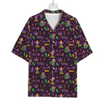 Mardi Gras Party Pattern Print Rayon Hawaiian Shirt