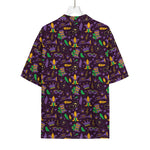 Mardi Gras Party Pattern Print Rayon Hawaiian Shirt
