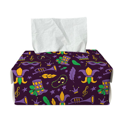 Mardi Gras Party Pattern Print Rectangle Tissue Box Cover