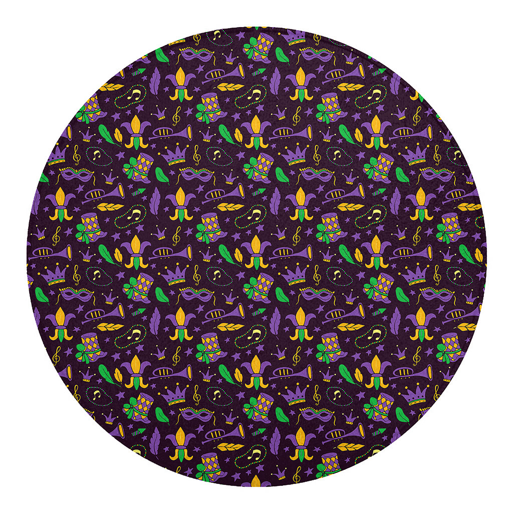 Mardi Gras Party Pattern Print Round Blanket