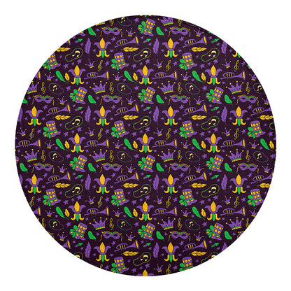 Mardi Gras Party Pattern Print Round Blanket