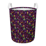 Mardi Gras Party Pattern Print Round Laundry Basket