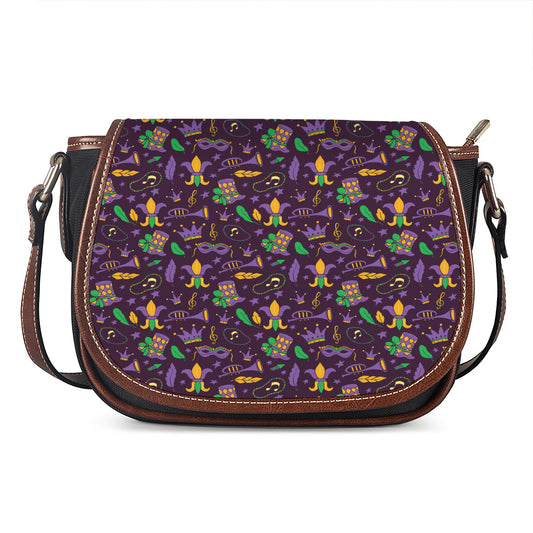Mardi Gras Party Pattern Print Saddle Bag