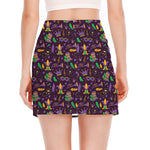 Mardi Gras Party Pattern Print Side Slit Mini Skirt