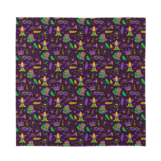 Mardi Gras Party Pattern Print Silk Bandana