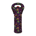 Mardi Gras Party Pattern Print Single Neoprene Wine Tote