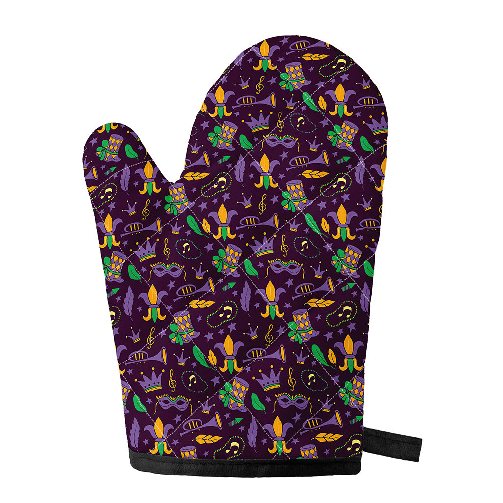 Mardi Gras Party Pattern Print Single Oven Mitt