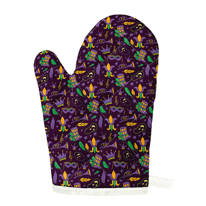 Mardi Gras Party Pattern Print Single Oven Mitt