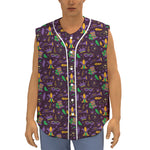 Mardi Gras Party Pattern Print Sleeveless Baseball Jersey