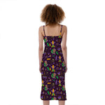 Mardi Gras Party Pattern Print Slim Fit Midi Cami Dress