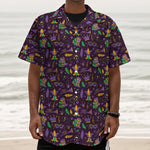 Mardi Gras Party Pattern Print Textured Short Sleeve Shirt