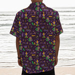 Mardi Gras Party Pattern Print Textured Short Sleeve Shirt