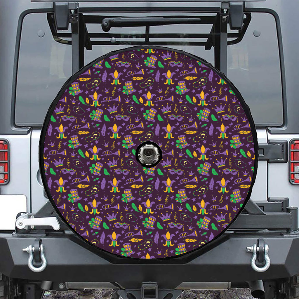 Mardi Gras Party Pattern Print Tire Cover With Camera Hole