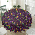 Mardi Gras Party Pattern Print Waterproof Round Tablecloth