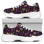 Mardi Gras Party Pattern Print White Chunky Shoes
