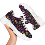 Mardi Gras Party Pattern Print White Chunky Shoes