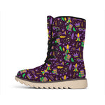 Mardi Gras Party Pattern Print Winter Boots