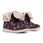 Mardi Gras Party Pattern Print Winter Boots