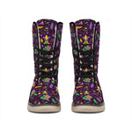Mardi Gras Party Pattern Print Winter Boots