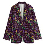 Mardi Gras Party Pattern Print Women's Cotton Blazer