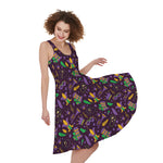 Mardi Gras Party Pattern Print Women's Sleeveless Dress