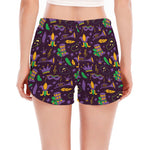 Mardi Gras Party Pattern Print Women's Split Running Shorts