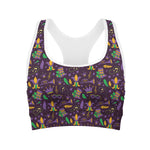 Mardi Gras Party Pattern Print Women's Sports Bra