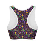 Mardi Gras Party Pattern Print Women's Sports Bra