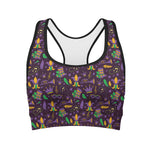 Mardi Gras Party Pattern Print Women's Sports Bra