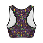 Mardi Gras Party Pattern Print Women's Sports Bra