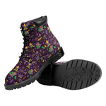 Mardi Gras Party Pattern Print Work Boots