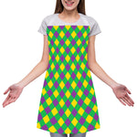 Mardi Gras Plaid Pattern Print Adjustable Apron