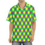 Mardi Gras Plaid Pattern Print Aloha Shirt