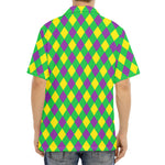 Mardi Gras Plaid Pattern Print Aloha Shirt