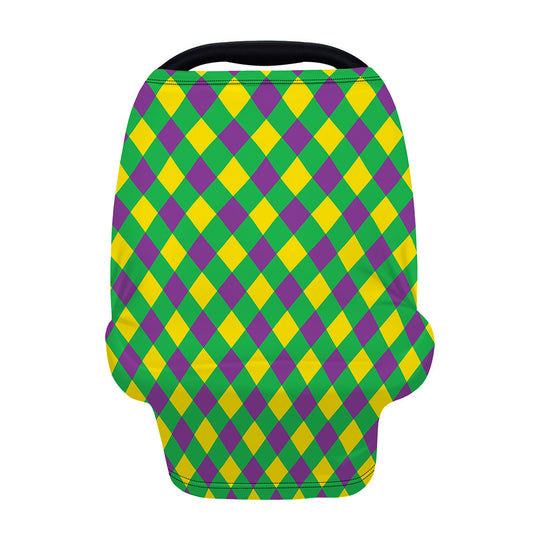 Mardi Gras Plaid Pattern Print Baby Seat Cover