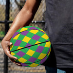 Mardi Gras Plaid Pattern Print Basketball
