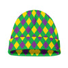 Mardi Gras Plaid Pattern Print Beanie