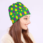 Mardi Gras Plaid Pattern Print Beanie