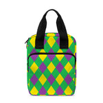 Mardi Gras Plaid Pattern Print Bible Tote Bag