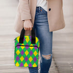 Mardi Gras Plaid Pattern Print Bible Tote Bag