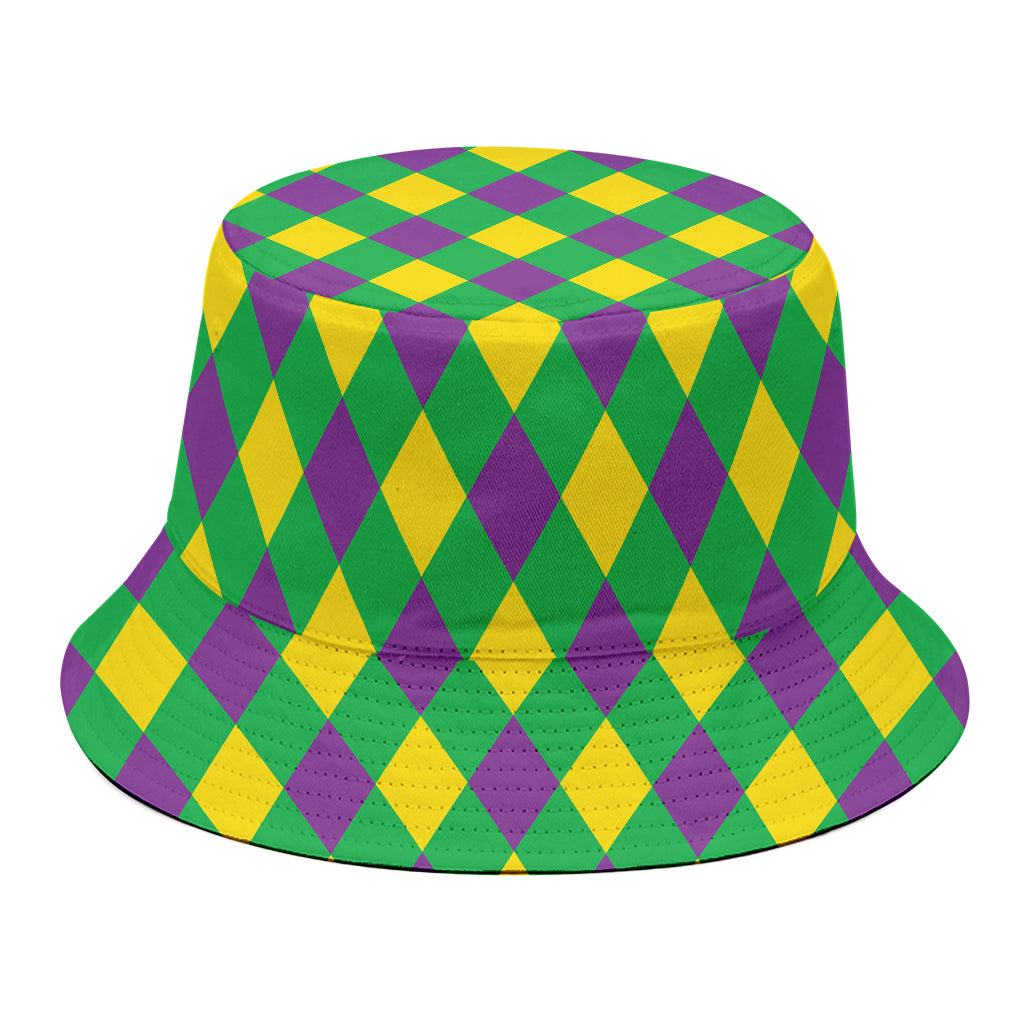 Mardi Gras Plaid Pattern Print Bucket Hat