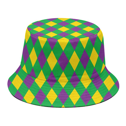 Mardi Gras Plaid Pattern Print Bucket Hat