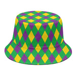 Mardi Gras Plaid Pattern Print Bucket Hat