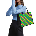 Mardi Gras Plaid Pattern Print Canvas Tote Bag
