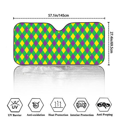 Mardi Gras Plaid Pattern Print Car Windshield Sun Shade